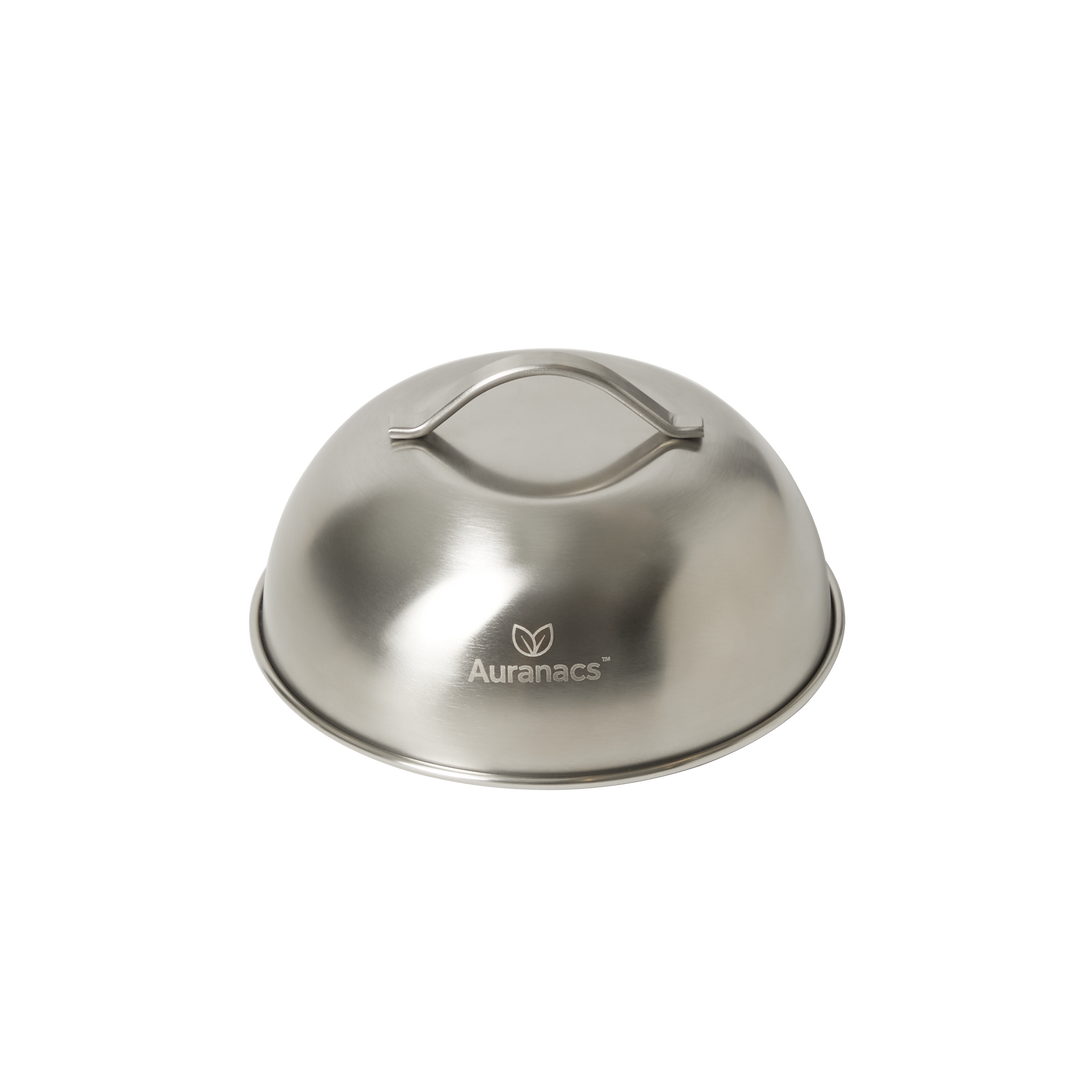 AURANACS® Texas | set of 2 stainless steel melting & cooking hoods (Ø 170 mm) | for burgers, grill & plancha | fast cheese melting & even heat | steam hood with handle | robust & dishwasher-safe
