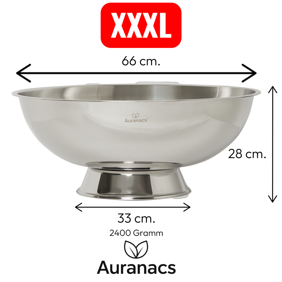 AURANACS® Maximus | Ciotola imperiale XXL in acciaio inox | Ciotola refrigerante lucidata a specchio | Gigantesco Ø 66 cm | Per champagne, vino e birra | La cosa più grande per barbecue, eventi e serate di gala