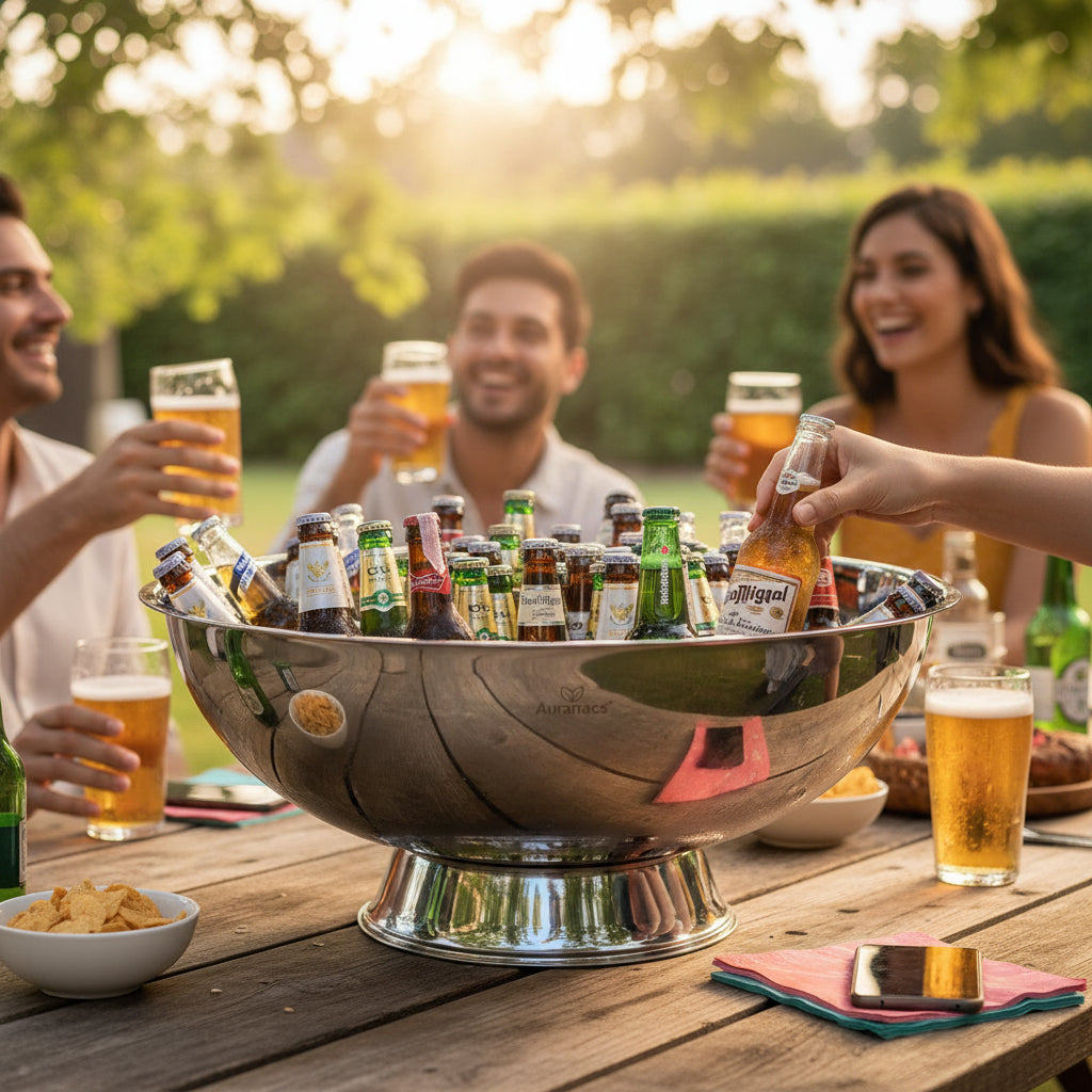 AURANACS® Maximus | Ciotola imperiale XXL in acciaio inox | Ciotola refrigerante lucidata a specchio | Gigantesco Ø 66 cm | Per champagne, vino e birra | La cosa più grande per barbecue, eventi e serate di gala