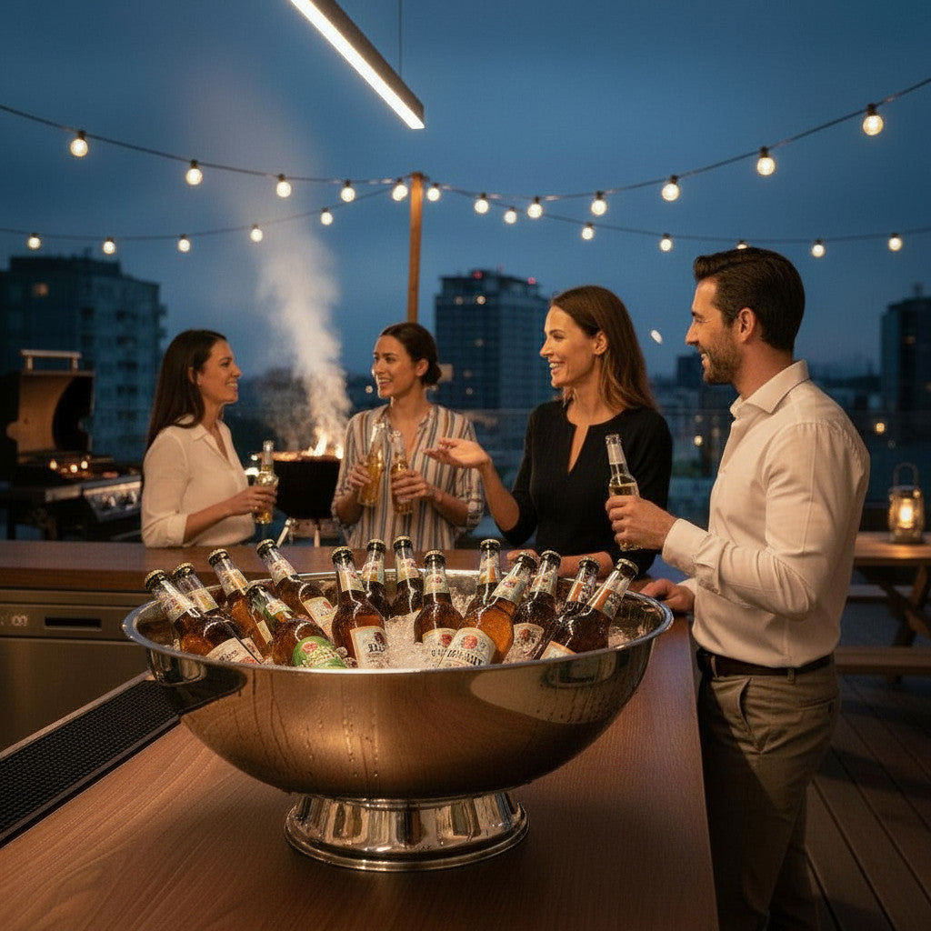 AURANACS® Maximus | Ciotola imperiale XXL in acciaio inox | Ciotola refrigerante lucidata a specchio | Gigantesco Ø 66 cm | Per champagne, vino e birra | La cosa più grande per barbecue, eventi e serate di gala