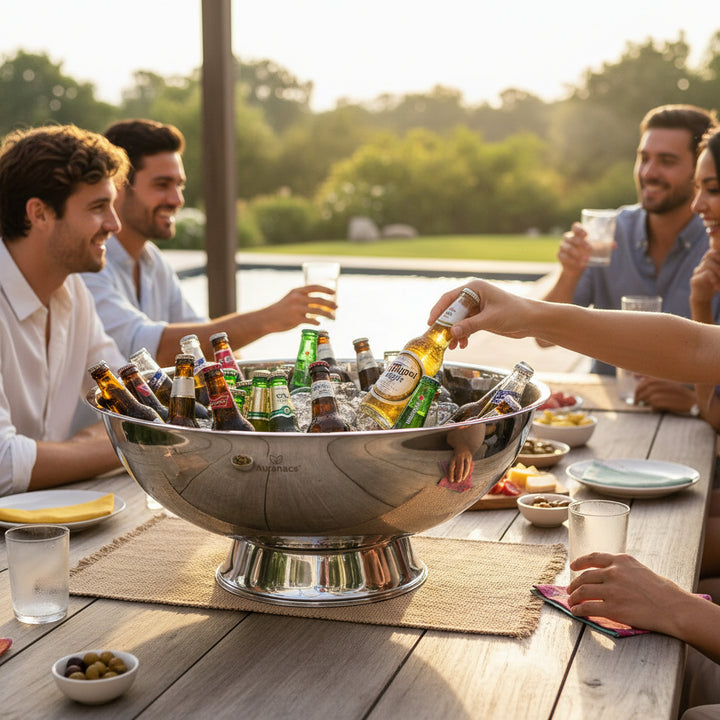 AURANACS® Maximus | Ciotola imperiale XXL in acciaio inox | Ciotola refrigerante lucidata a specchio | Gigantesco Ø 66 cm | Per champagne, vino e birra | La cosa più grande per barbecue, eventi e serate di gala