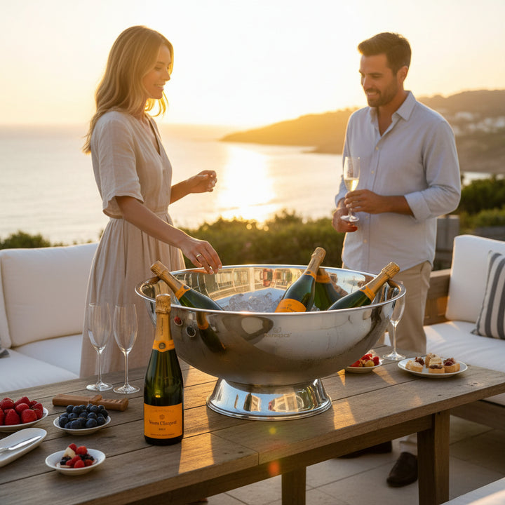 AURANACS® Maximus | Ciotola imperiale XXL in acciaio inox | Ciotola refrigerante lucidata a specchio | Gigantesco Ø 66 cm | Per champagne, vino e birra | La cosa più grande per barbecue, eventi e serate di gala