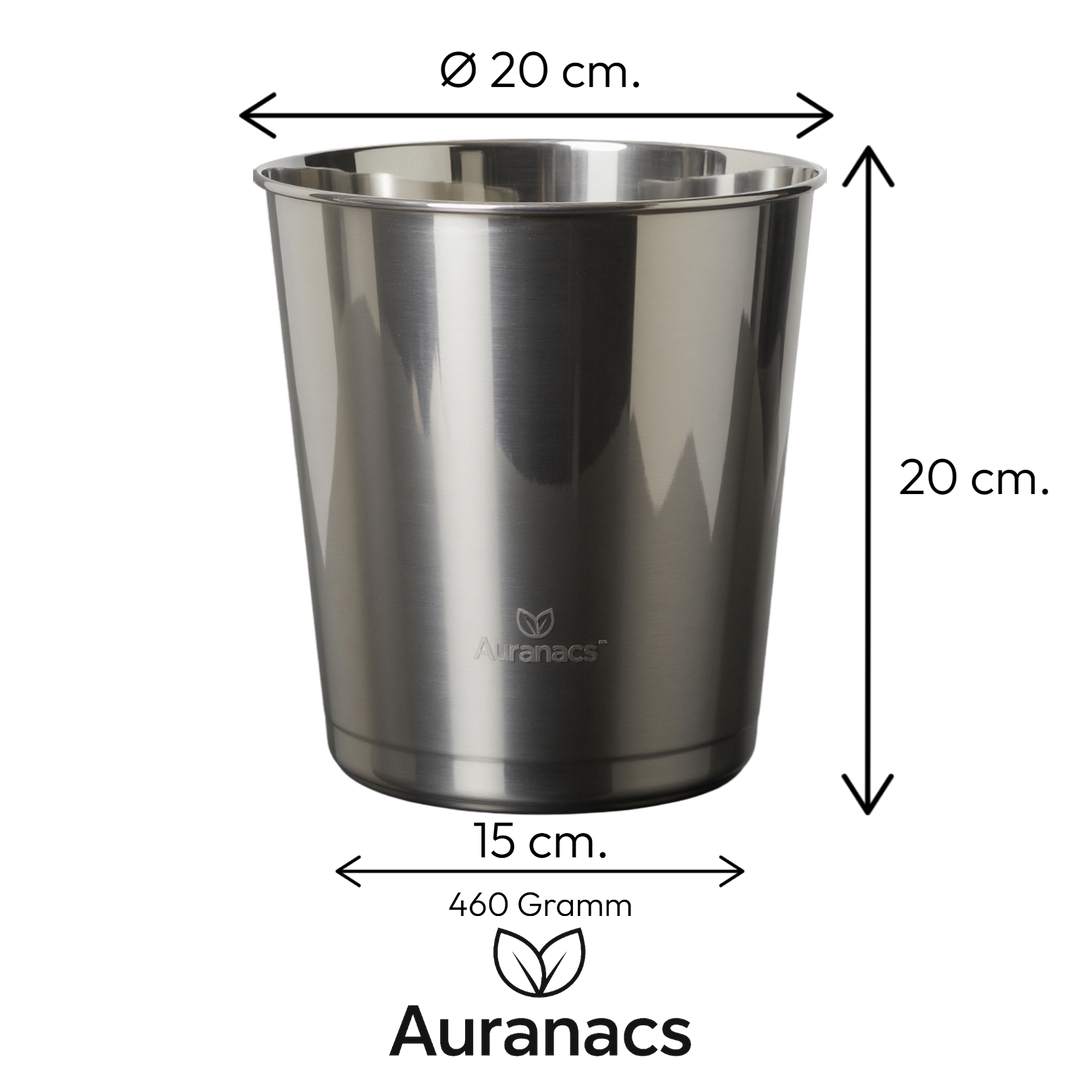 AURANACS® Venezia | Refrigeratore per vino in acciaio inox | Elegante refrigeratore per champagne con superficie lucidata a specchio | Refrigeratore per champagne senza maniglie | Impilabile per risparmiare spazio | Ø 20 cm | 460 g